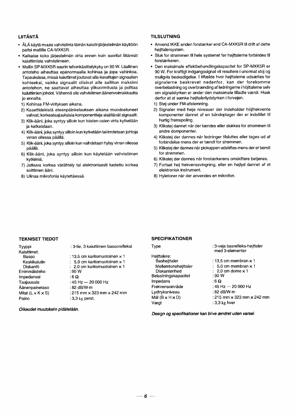 JVC CA-MXK5R User Manual | Page 36 / 38