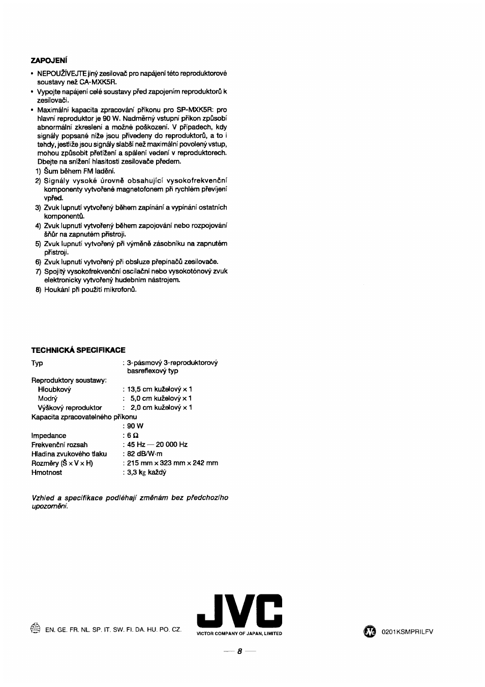 JVC CA-MXK5R User Manual | Page 38 / 38