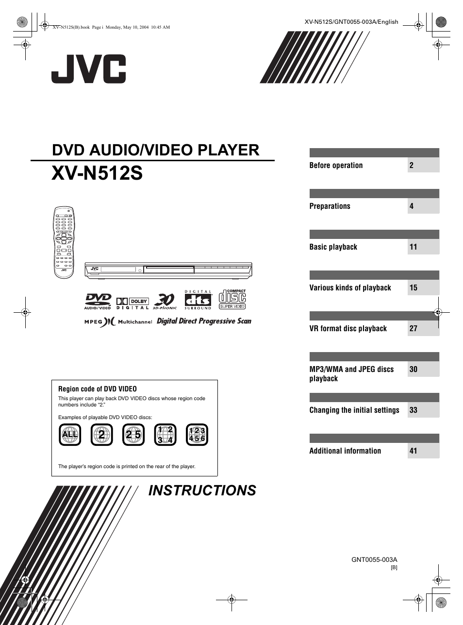 JVC XV-N512S User Manual | 47 pages