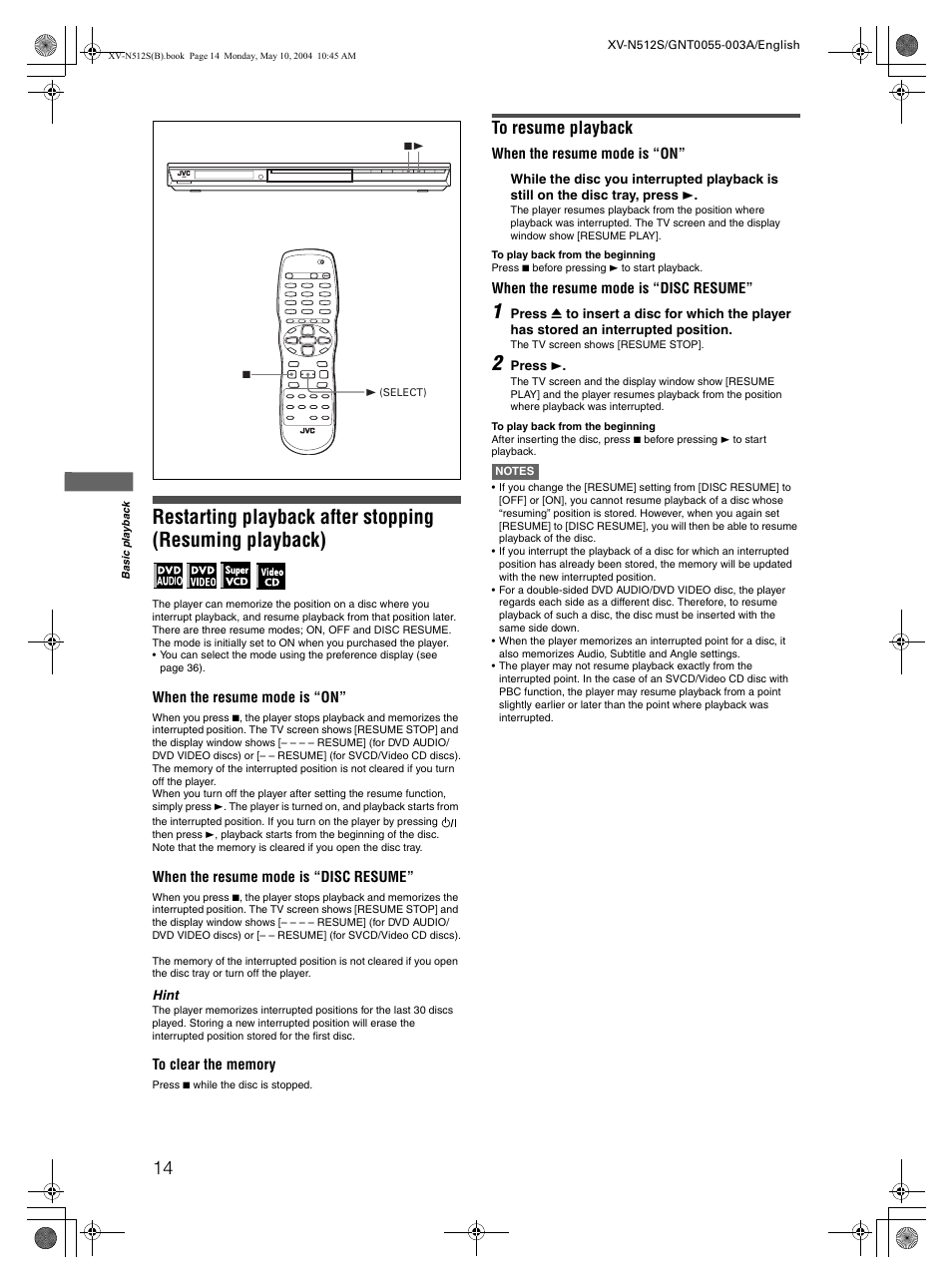 JVC XV-N512S User Manual | Page 16 / 47