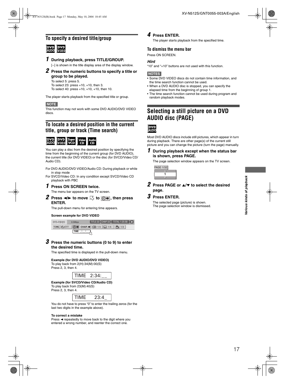 JVC XV-N512S User Manual | Page 19 / 47
