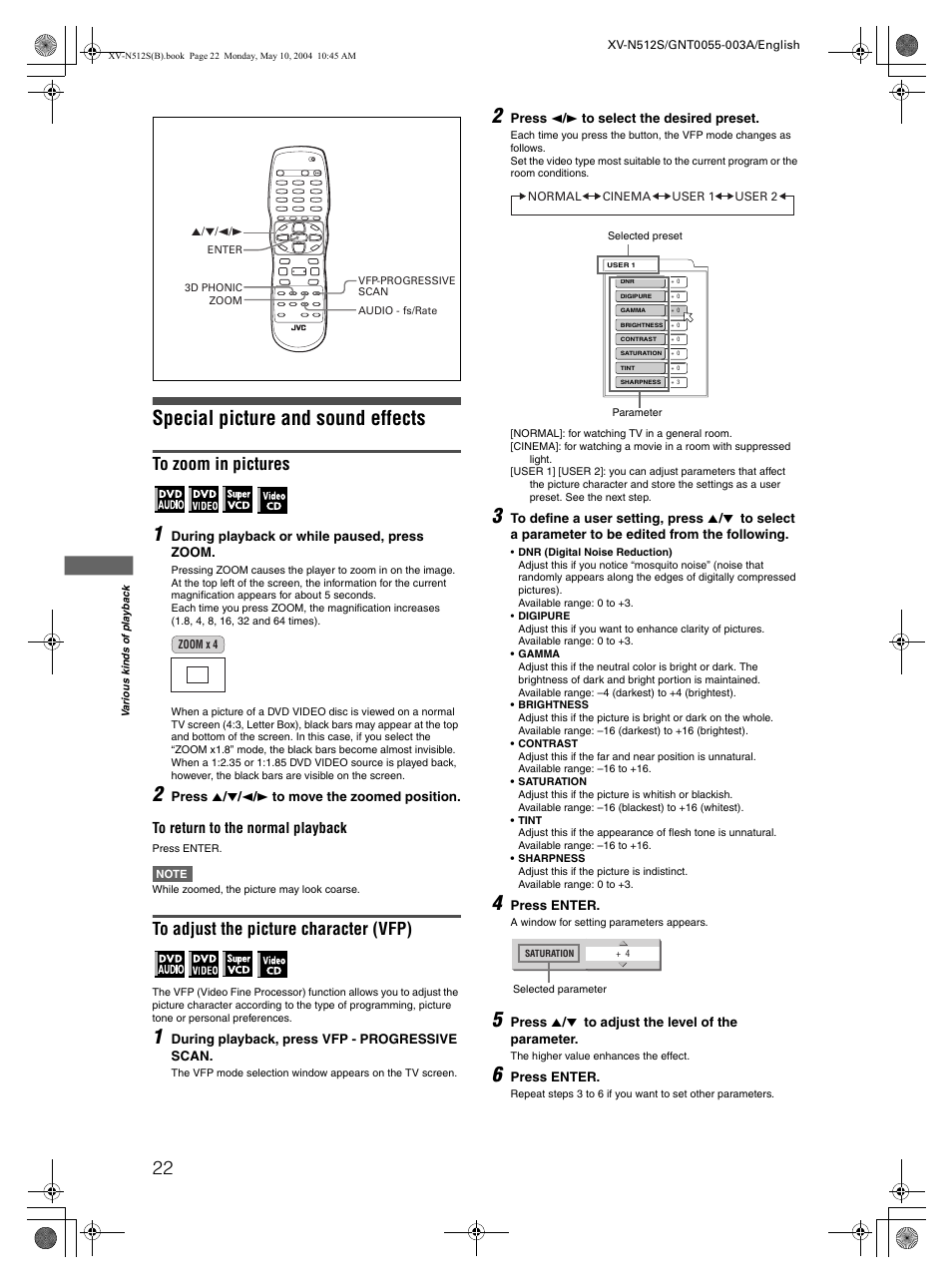 Special picture and sound effects | JVC XV-N512S User Manual | Page 24 / 47