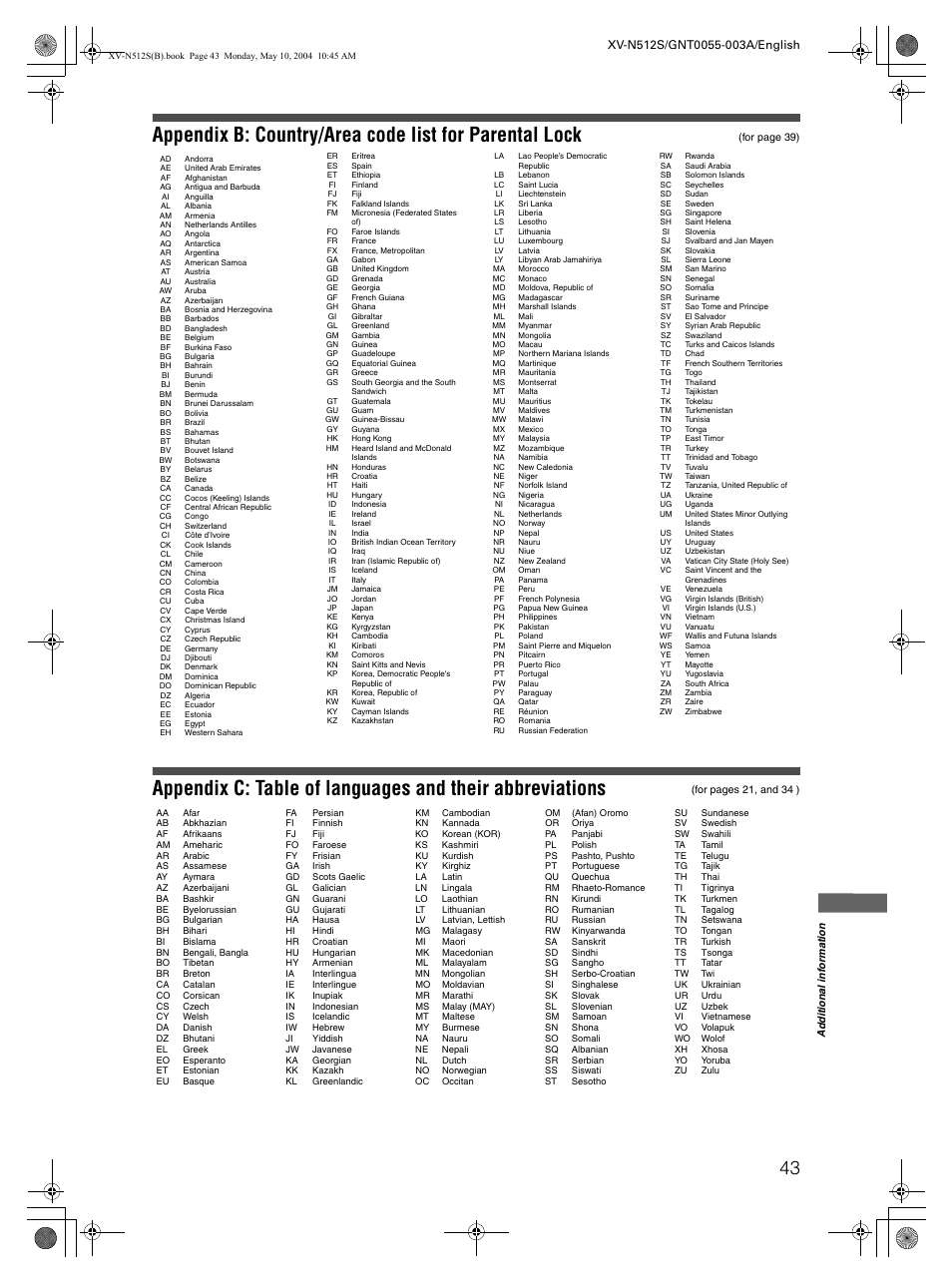 JVC XV-N512S User Manual | Page 45 / 47