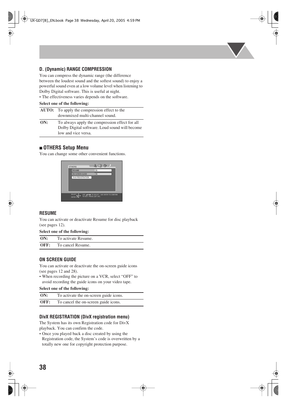 Others setup menu | JVC SP-UXGD7 User Manual | Page 42 / 52