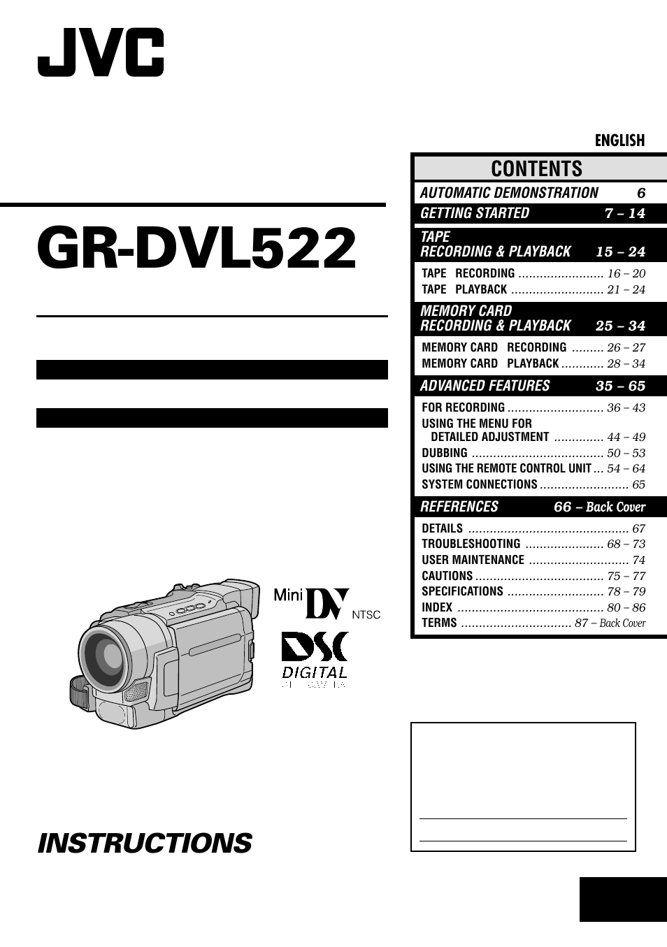 JVC GR-DVL522 User Manual | 88 pages