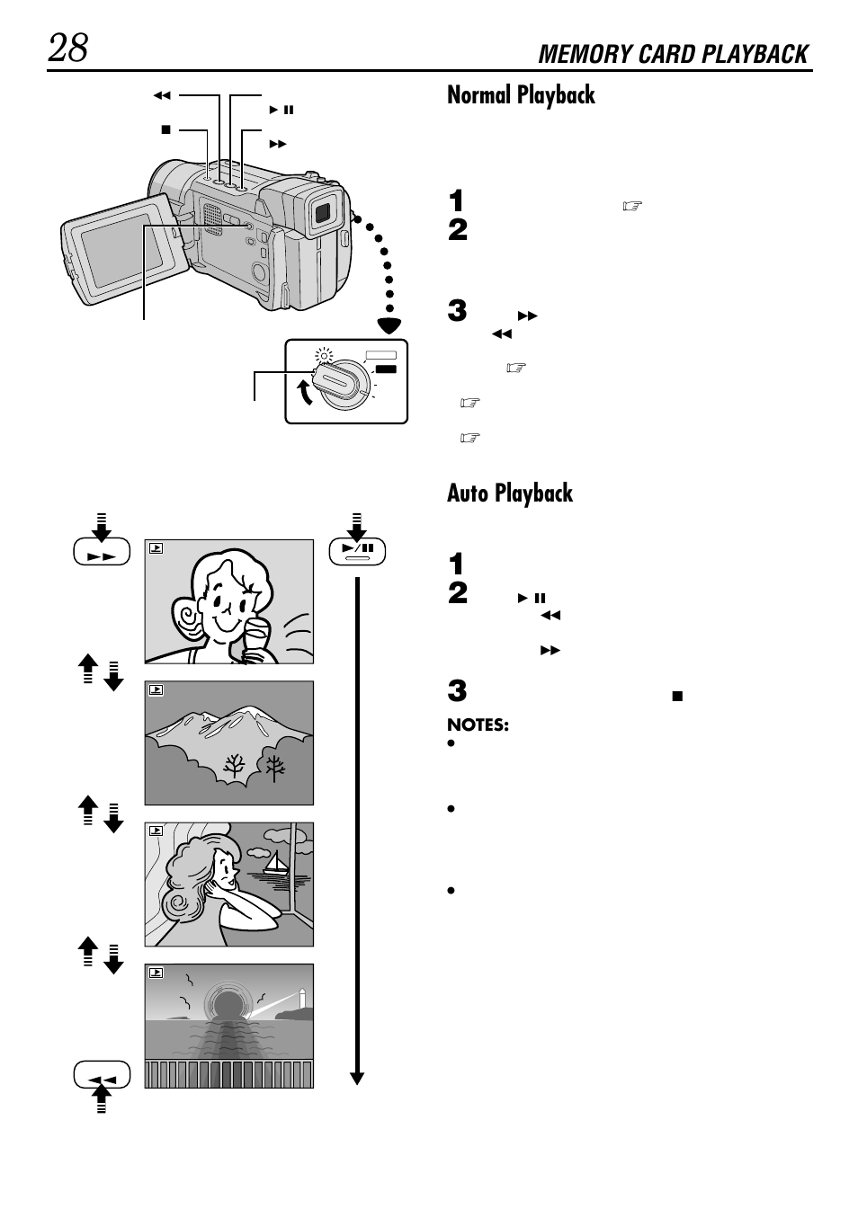 Normal playback, Auto playback | JVC GR-DVL522 User Manual | Page 28 / 88