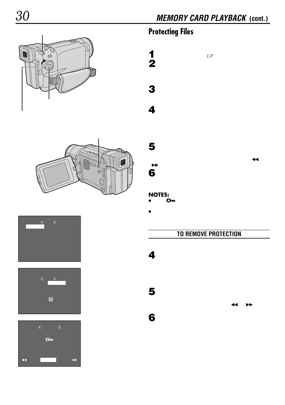 Protecting files, Cont.) | JVC GR-DVL522 User Manual | Page 30 / 88