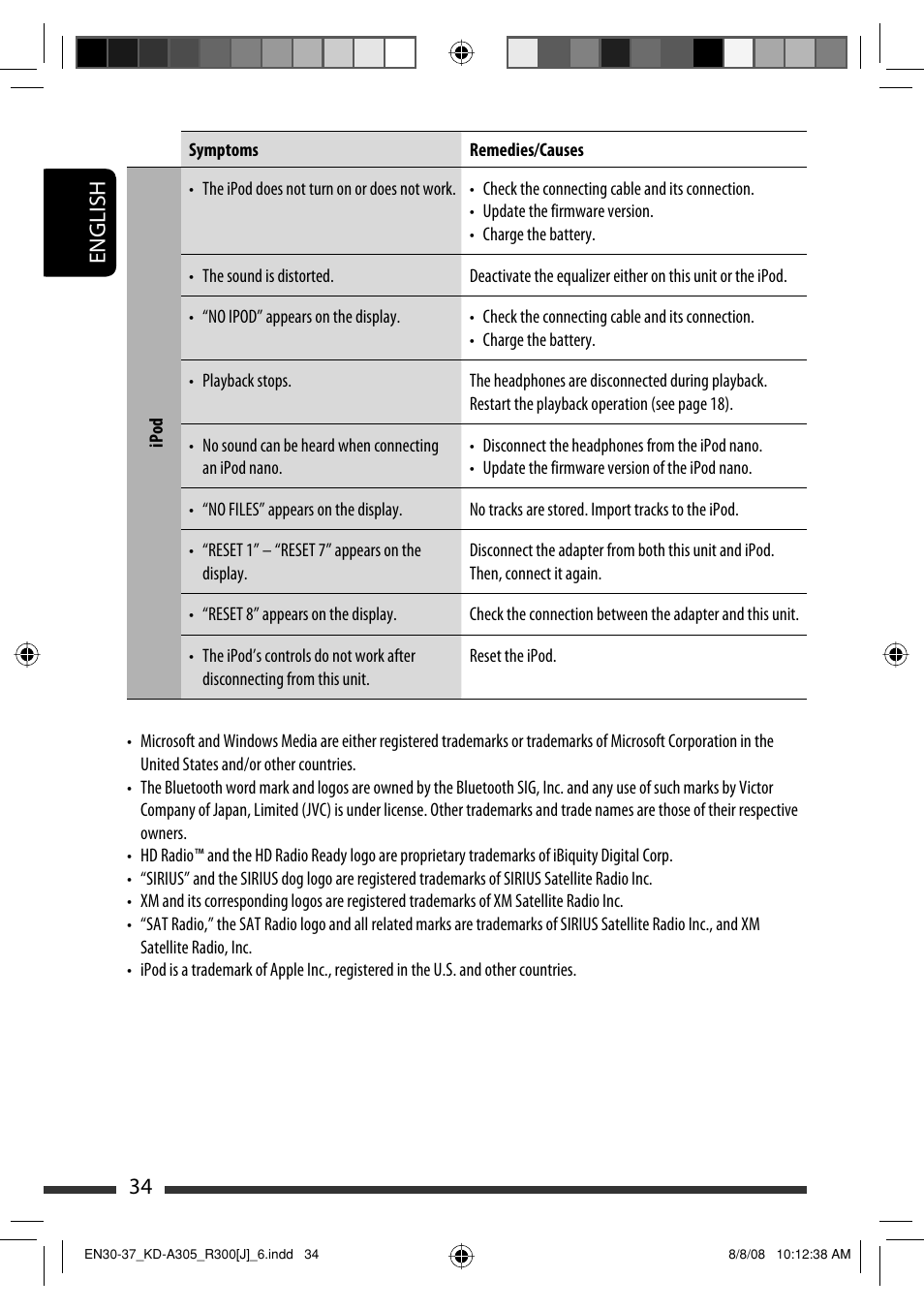 English 34 | JVC KD-A305/KD-R300 User Manual | Page 34 / 111