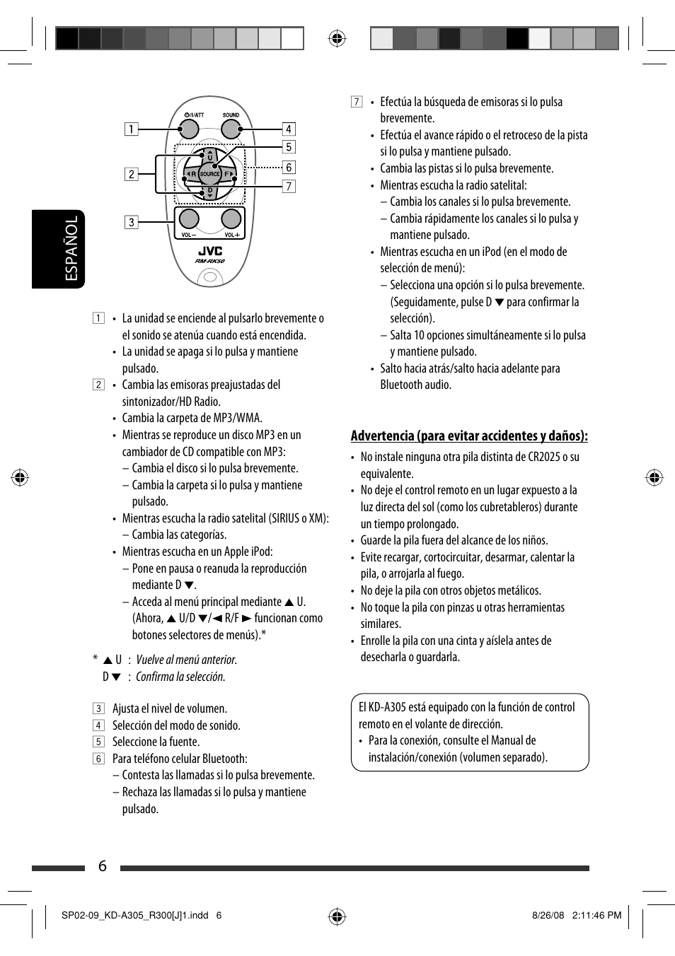 6español | JVC KD-A305/KD-R300 User Manual | Page 42 / 111