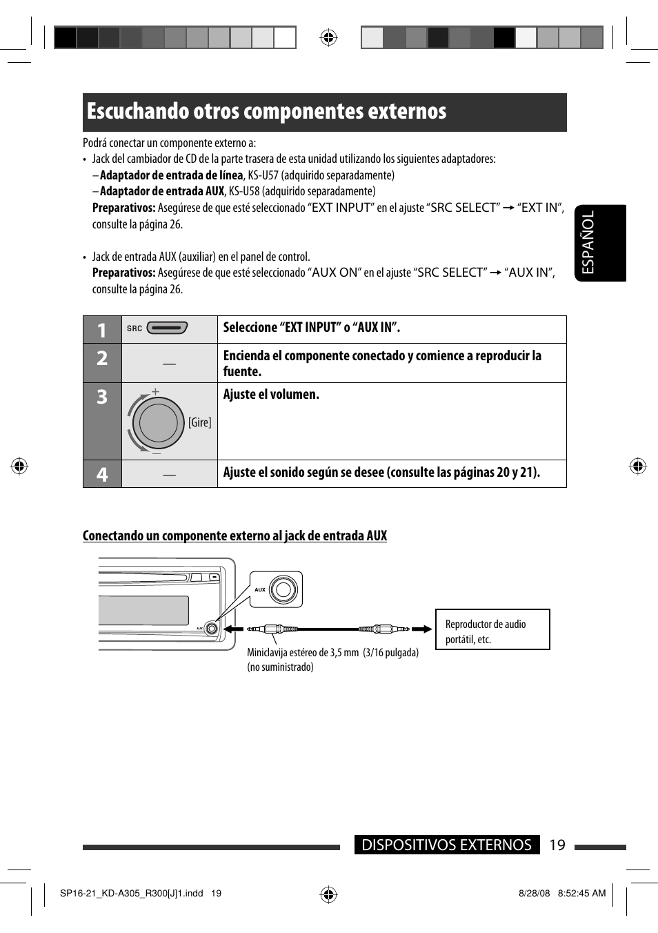 Escuchando otros componentes externos | JVC KD-A305/KD-R300 User Manual | Page 55 / 111