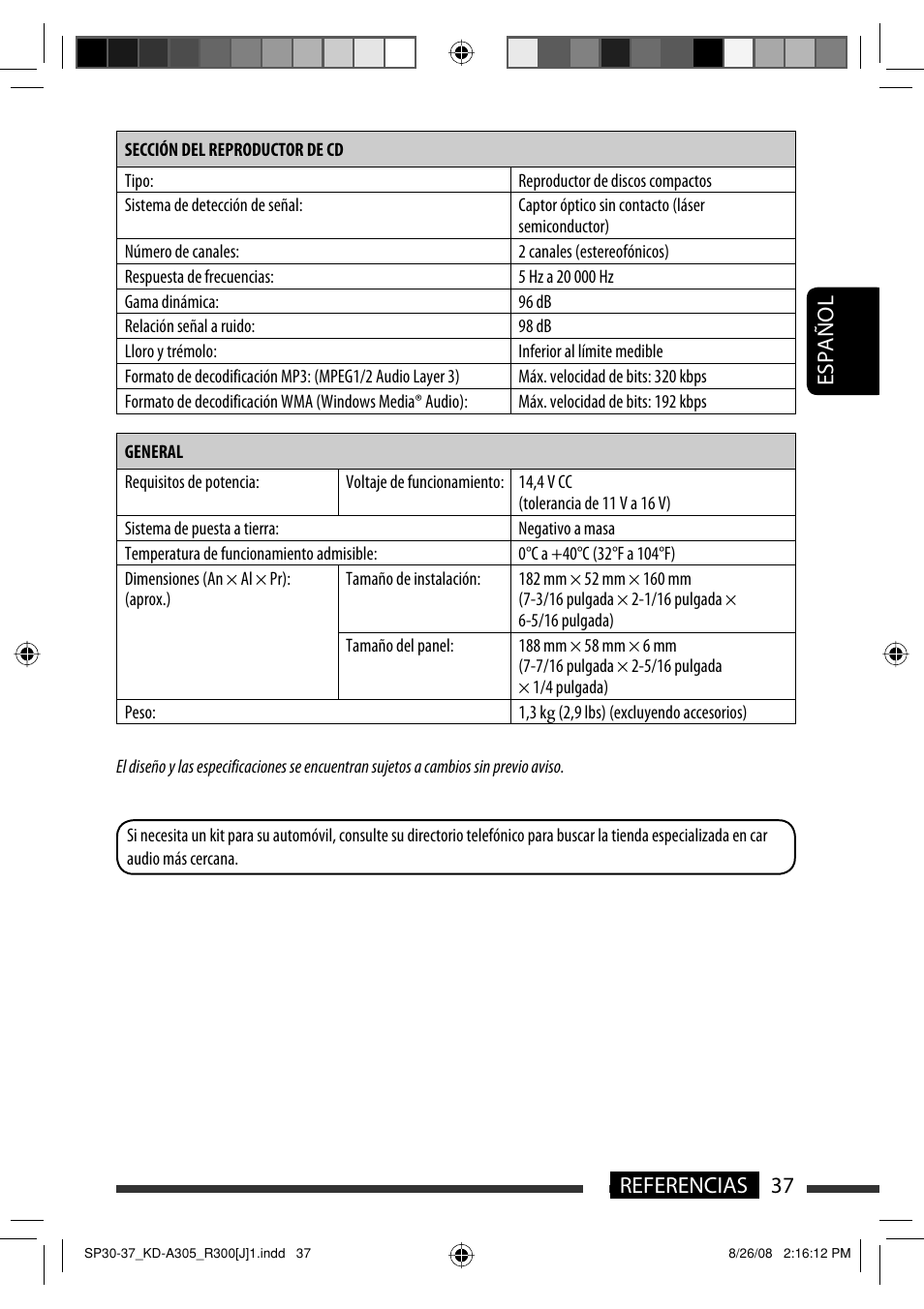 37 referencias español | JVC KD-A305/KD-R300 User Manual | Page 73 / 111