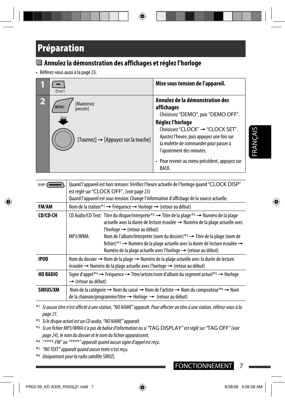 Préparation, 7fonctionnement français | JVC KD-A305/KD-R300 User Manual | Page 79 / 111