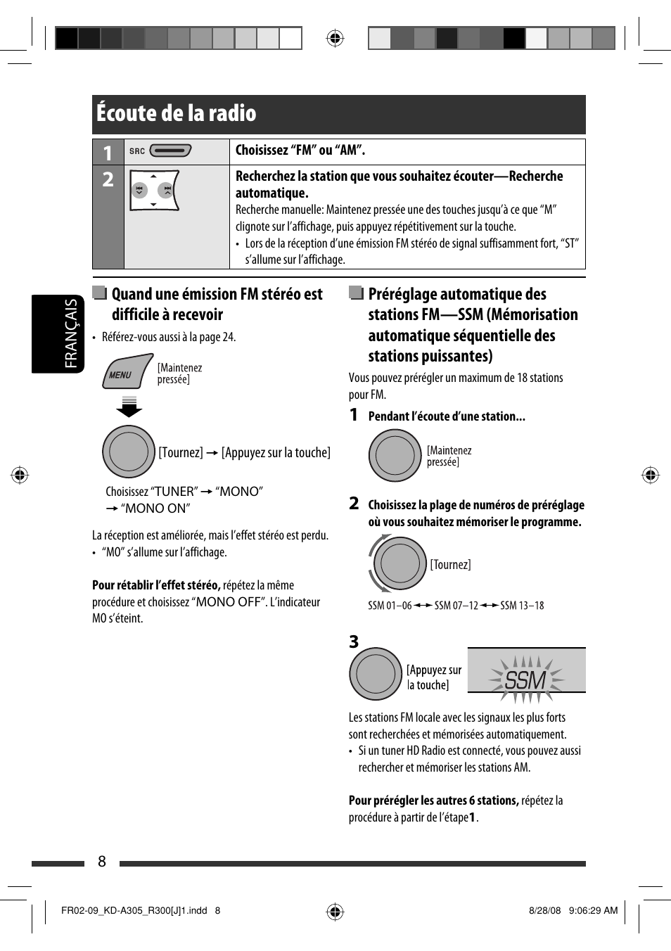 Écoute de la radio | JVC KD-A305/KD-R300 User Manual | Page 80 / 111