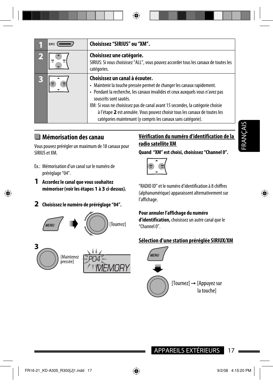 Mémorisation des canau | JVC KD-A305/KD-R300 User Manual | Page 89 / 111