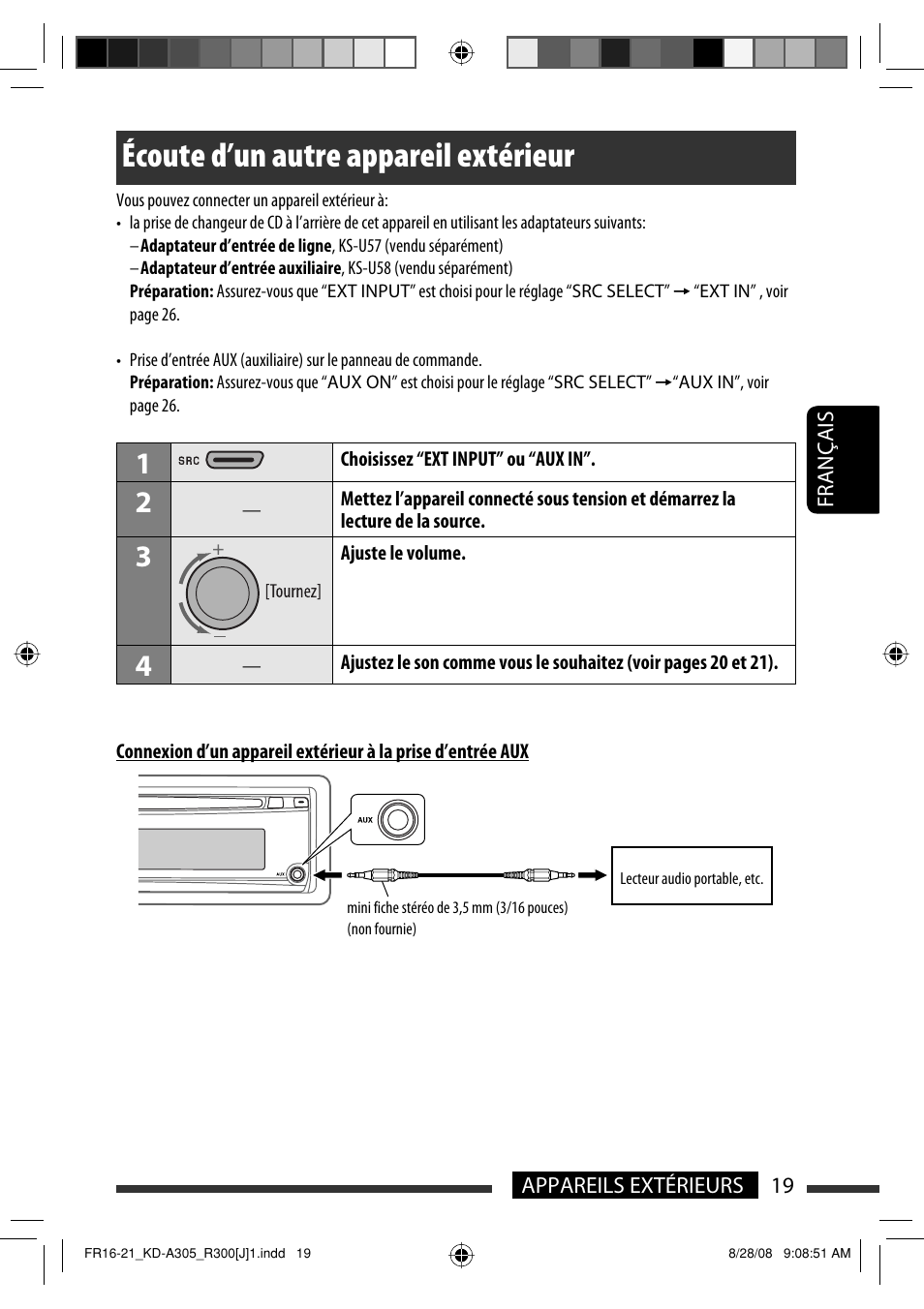 Écoute d’un autre appareil extérieur | JVC KD-A305/KD-R300 User Manual | Page 91 / 111