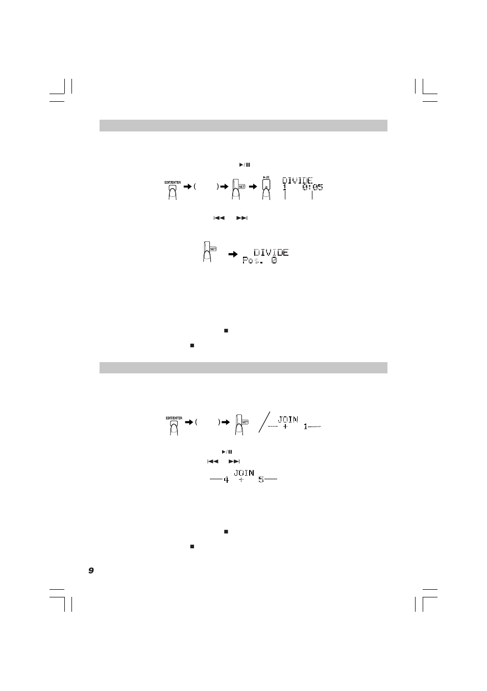 Dividing tracks (divide function), Joining tracks (join function) | JVC XM-R70 User Manual | Page 12 / 20