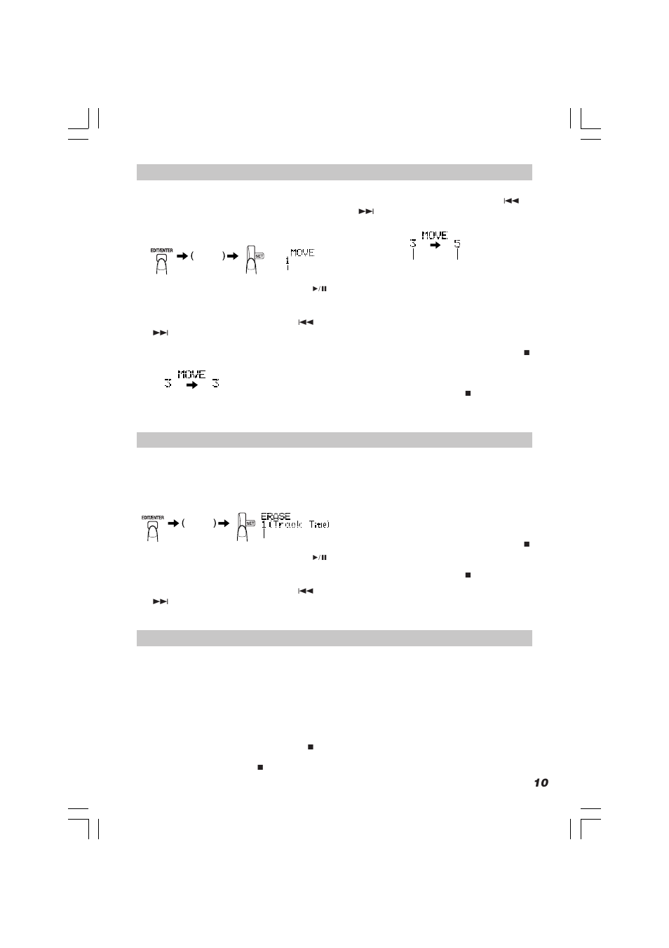 Moving tracks (move function), Erasing tracks (erase function), Erasing all the tracks (all erase function) | JVC XM-R70 User Manual | Page 13 / 20