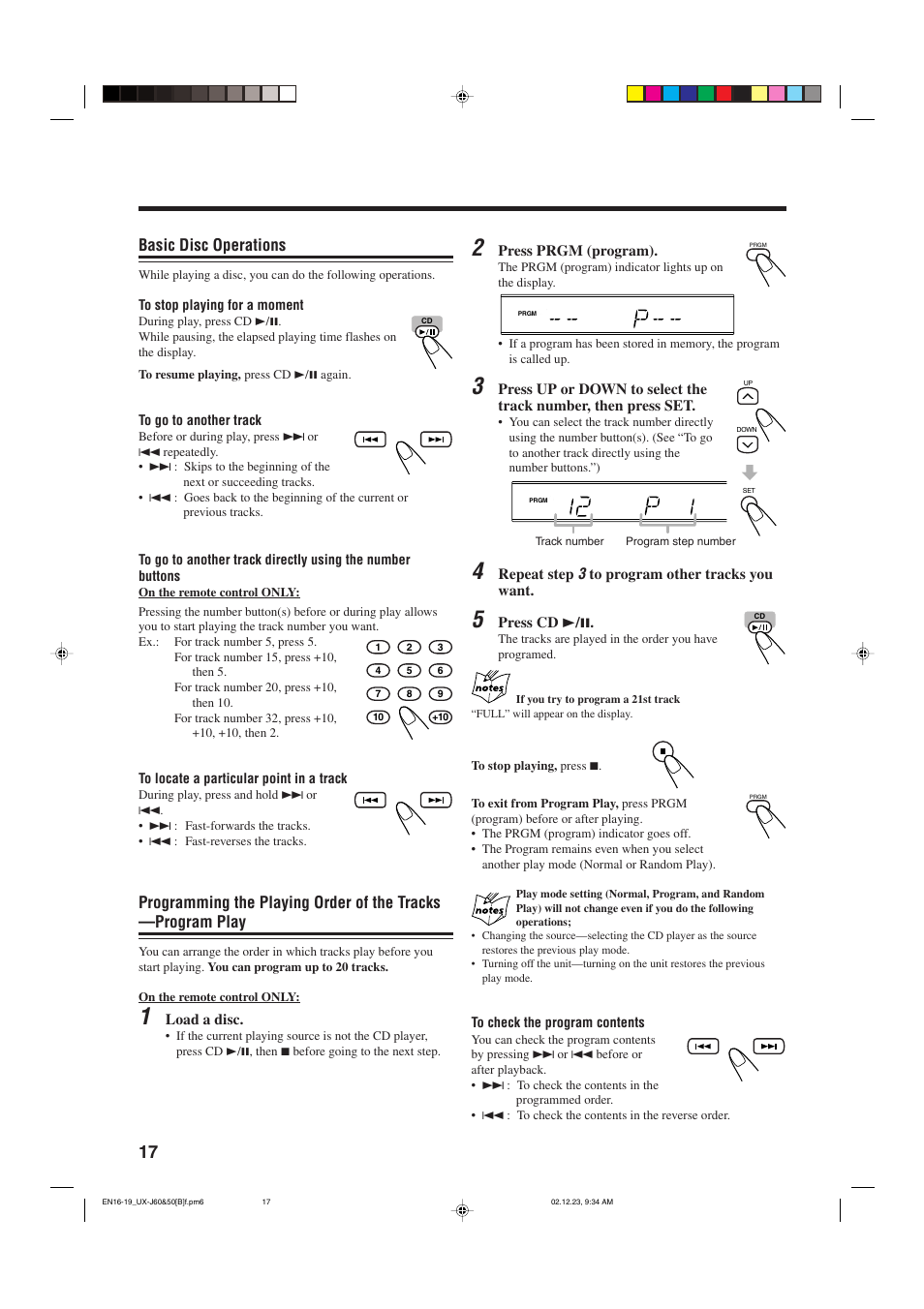 Basic disc operations | JVC SP-UXJ60 User Manual | Page 20 / 32