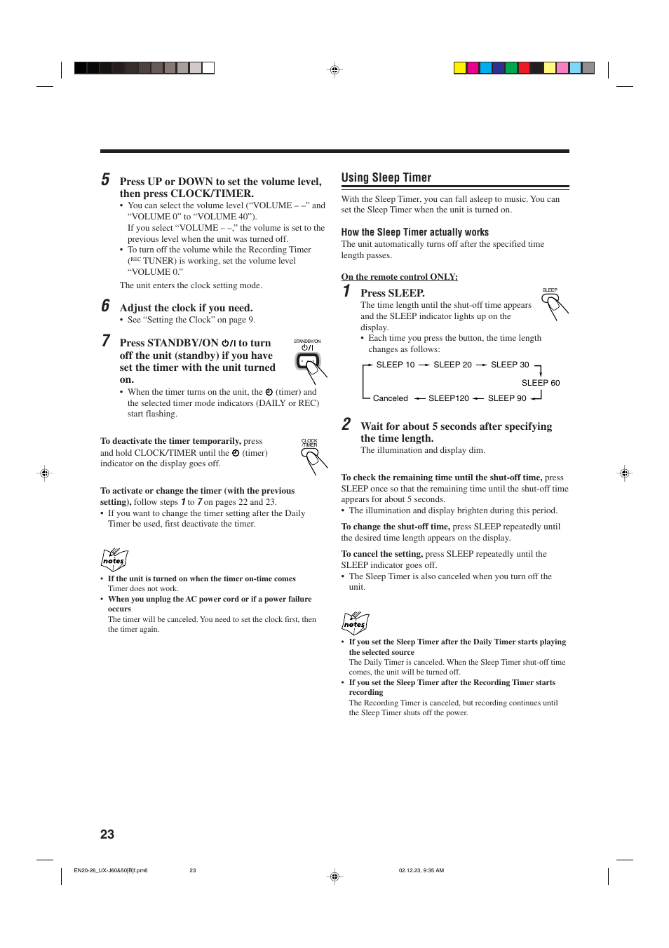 Using sleep timer | JVC SP-UXJ60 User Manual | Page 26 / 32