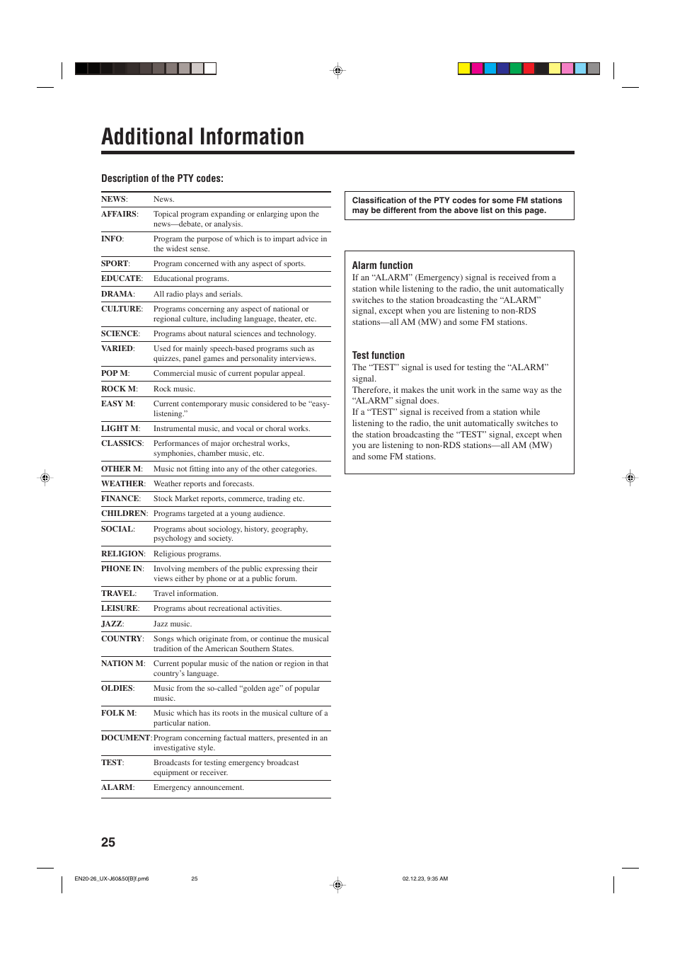 Additional information | JVC SP-UXJ60 User Manual | Page 28 / 32