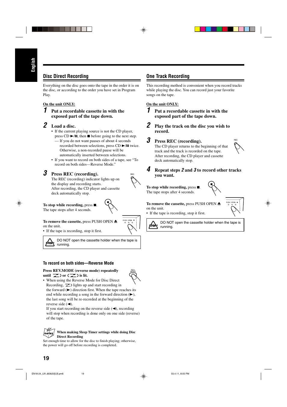 JVC UX-J50 User Manual | Page 22 / 28