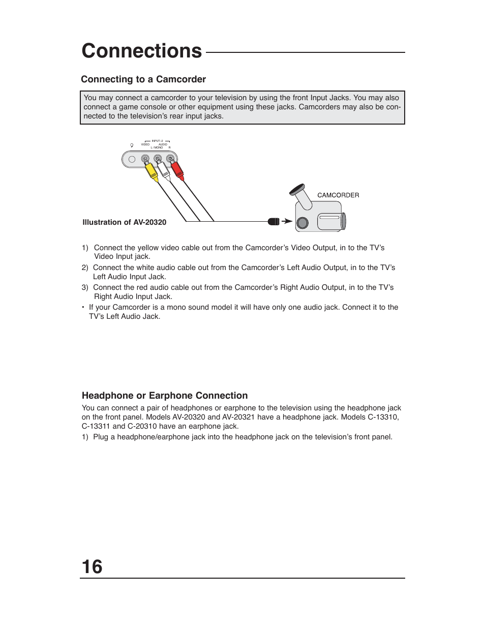 Connections | JVC AV 20321 User Manual | Page 16 / 44