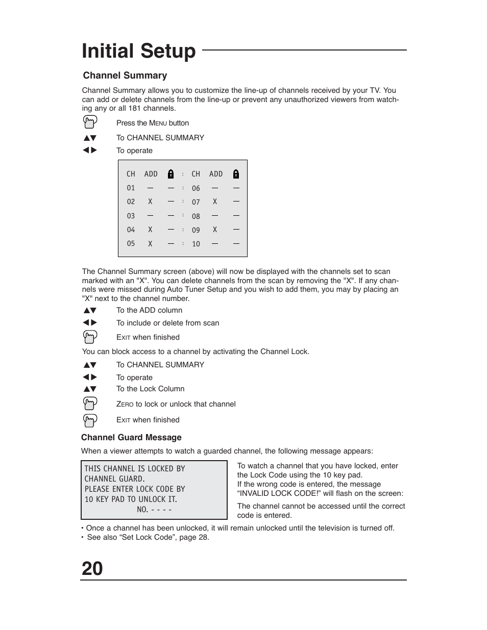Initial setup | JVC AV 20321 User Manual | Page 20 / 44