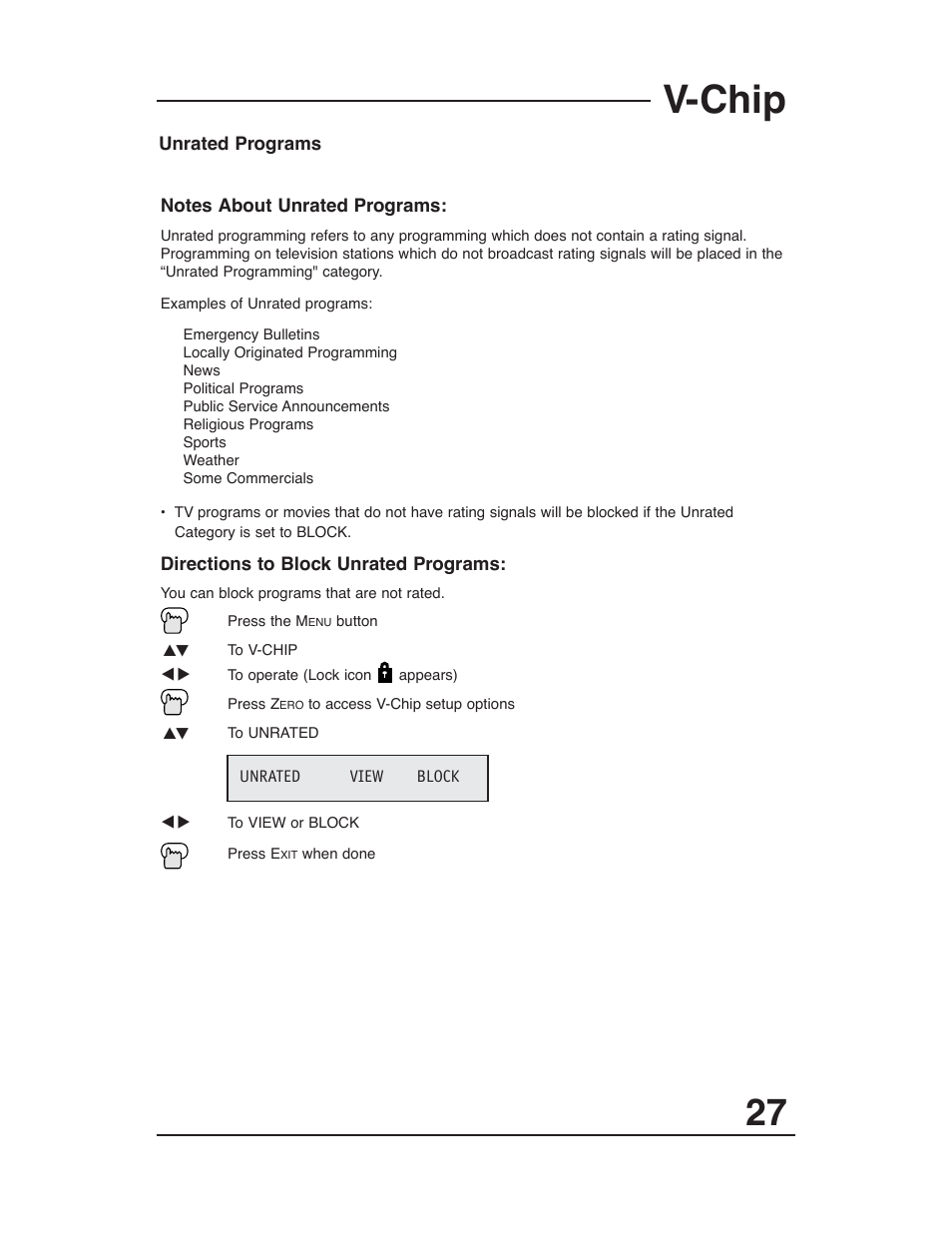 V-chip | JVC AV 20321 User Manual | Page 27 / 44