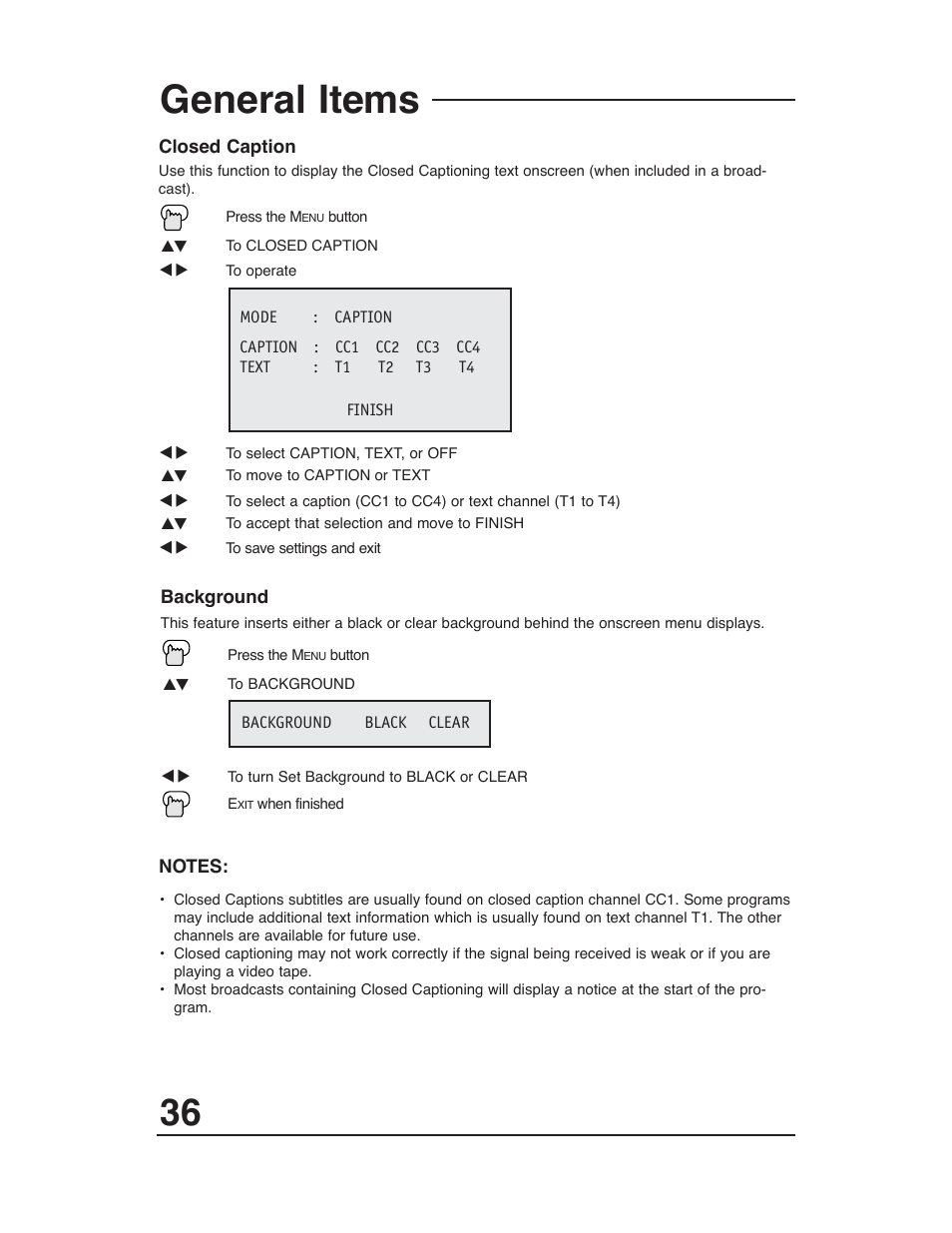 General items | JVC AV 20321 User Manual | Page 36 / 44