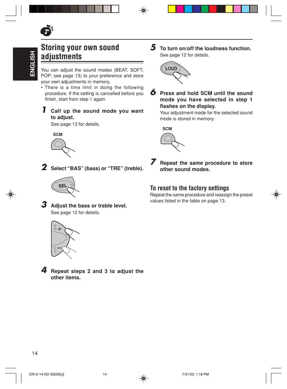 Storing your own sound adjustments | JVC KD-S10 User Manual | Page 14 / 25