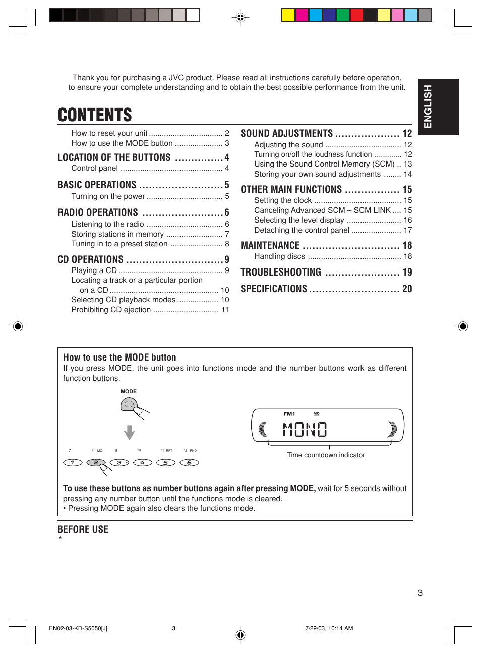 JVC KD-S10 User Manual | Page 3 / 25