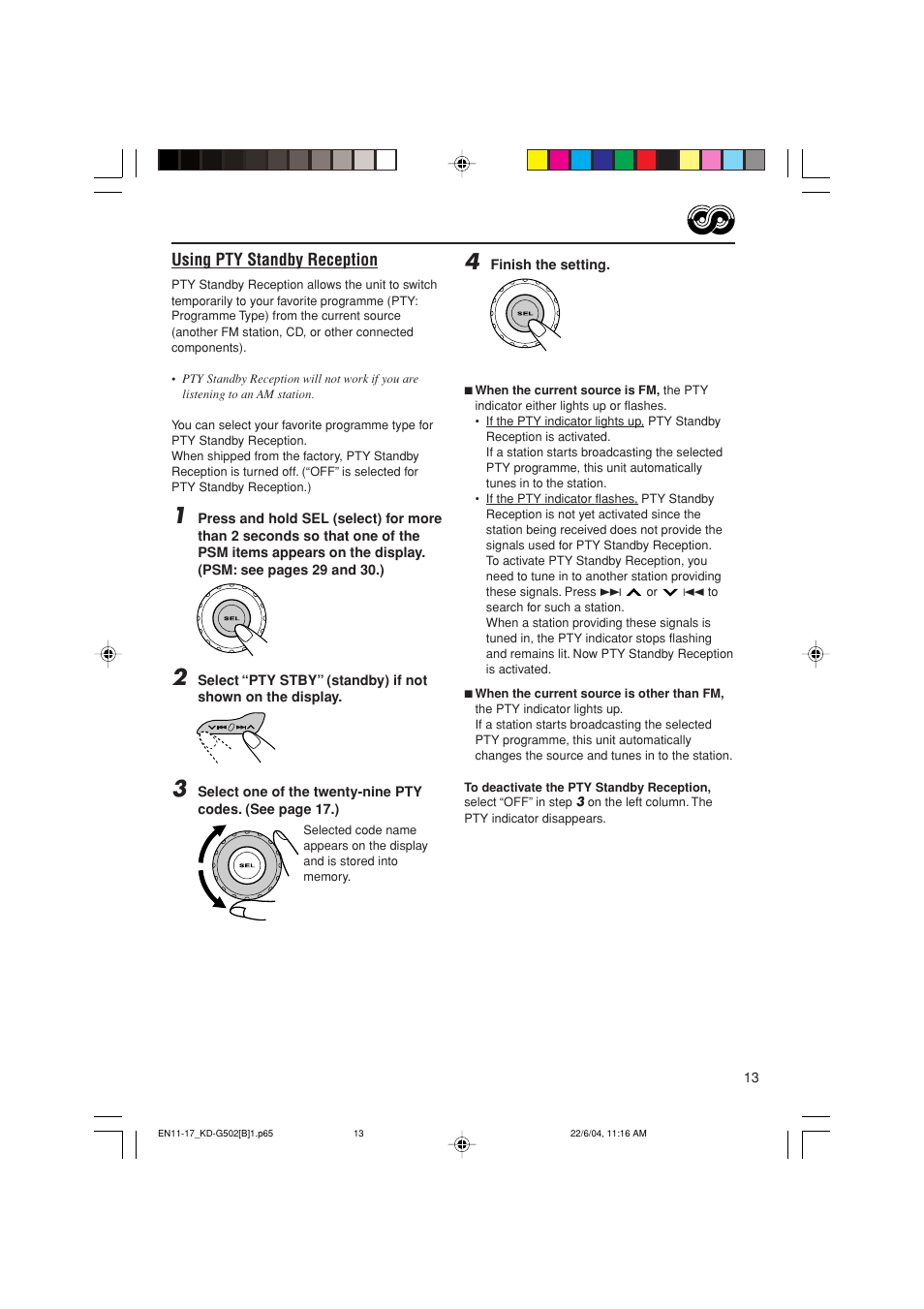 Using pty standby reception | JVC KD-G502 User Manual | Page 13 / 50