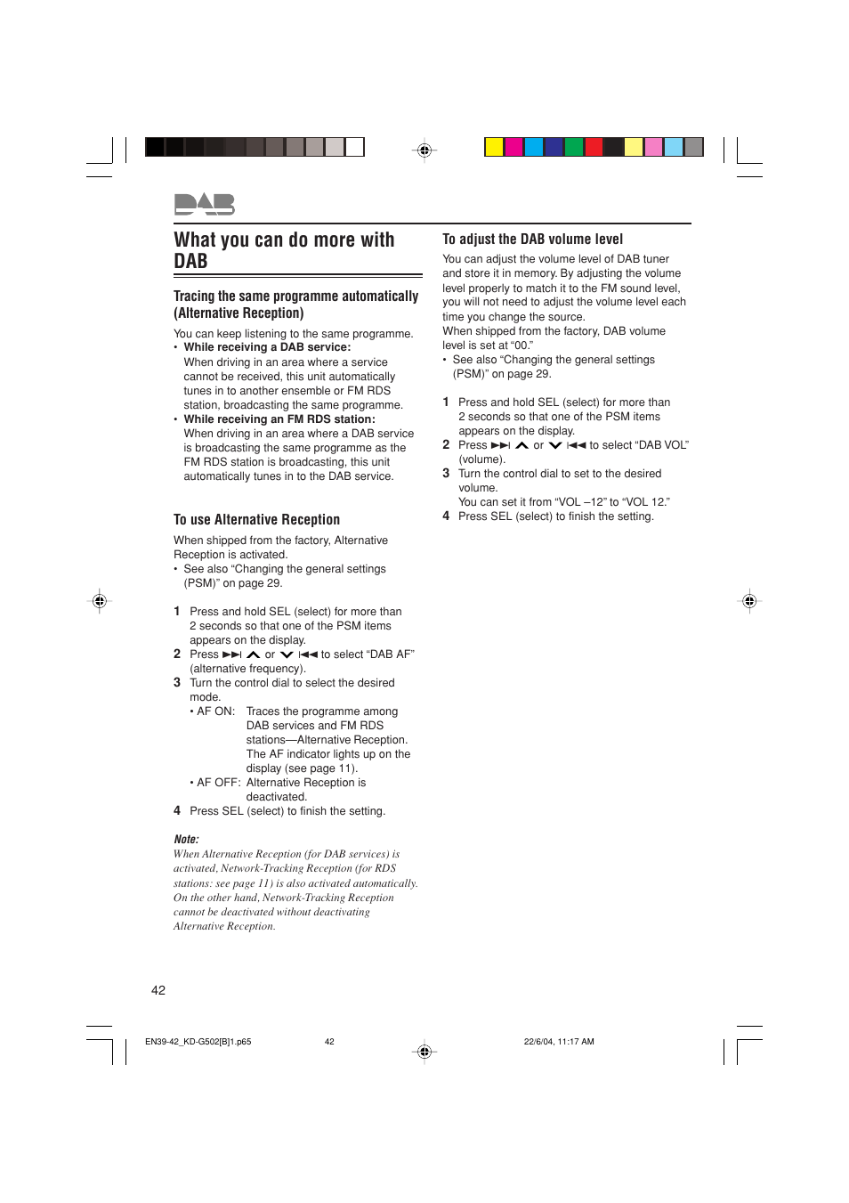 What you can do more with dab | JVC KD-G502 User Manual | Page 42 / 50