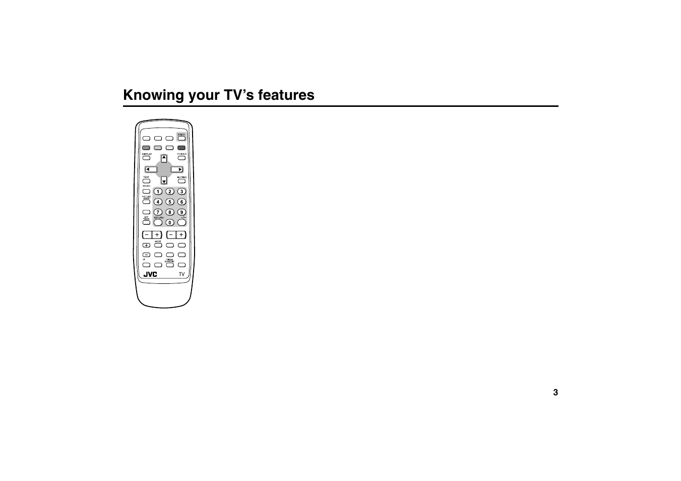 Knowing your tv’s features | JVC AV-2934LE User Manual | Page 3 / 24