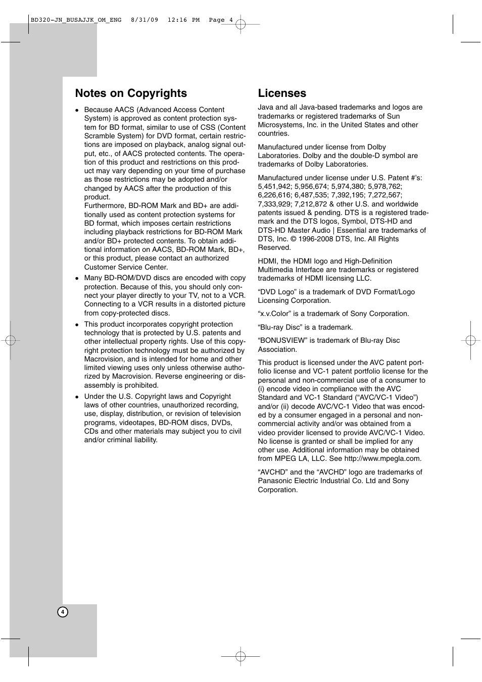 Licenses | JVC LVT2101-001A User Manual | Page 4 / 36