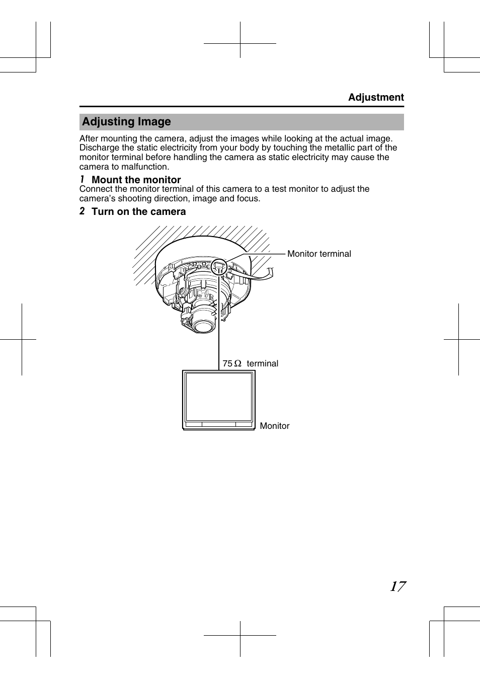 Adjustment, Adjusting image | JVC TK-C2201E User Manual | Page 17 / 28