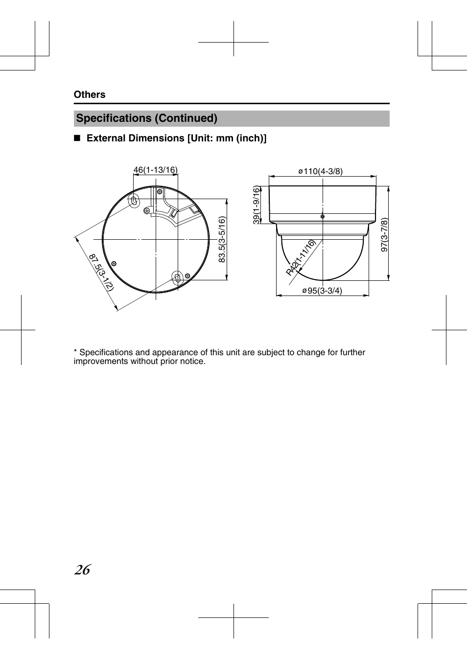 Specifications (continued) | JVC TK-C2201E User Manual | Page 26 / 28