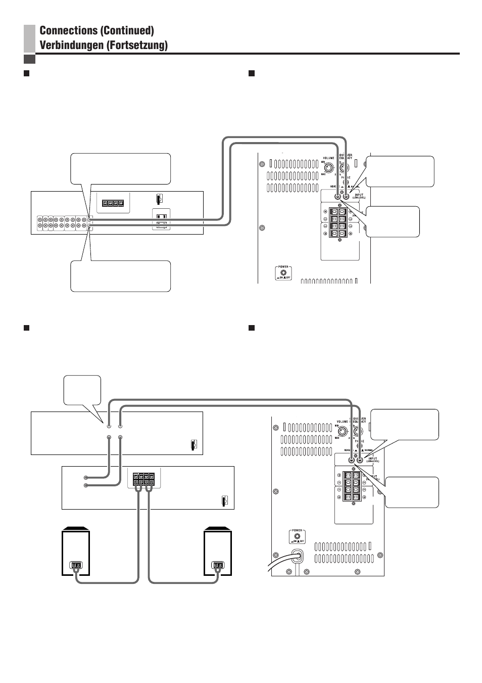 Connections (continued) verbindungen (fortsetzung), Connecting to a preamplifier set, Anschluß an einen vorverstärker-set | JVC LVT0673-001A User Manual | Page 11 / 40