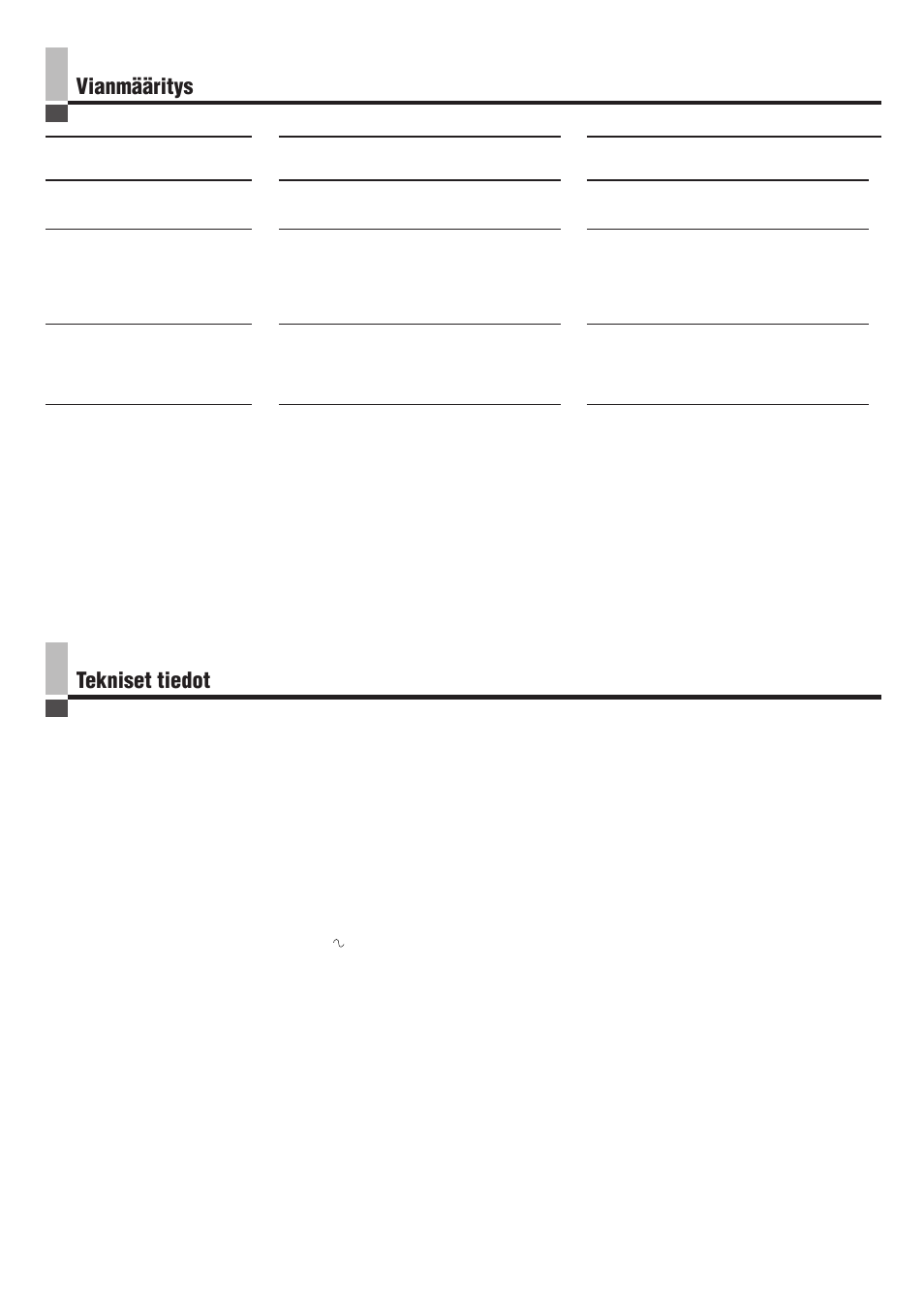 Vianmääritys, Tekniset tiedot | JVC LVT0673-001A User Manual | Page 37 / 40