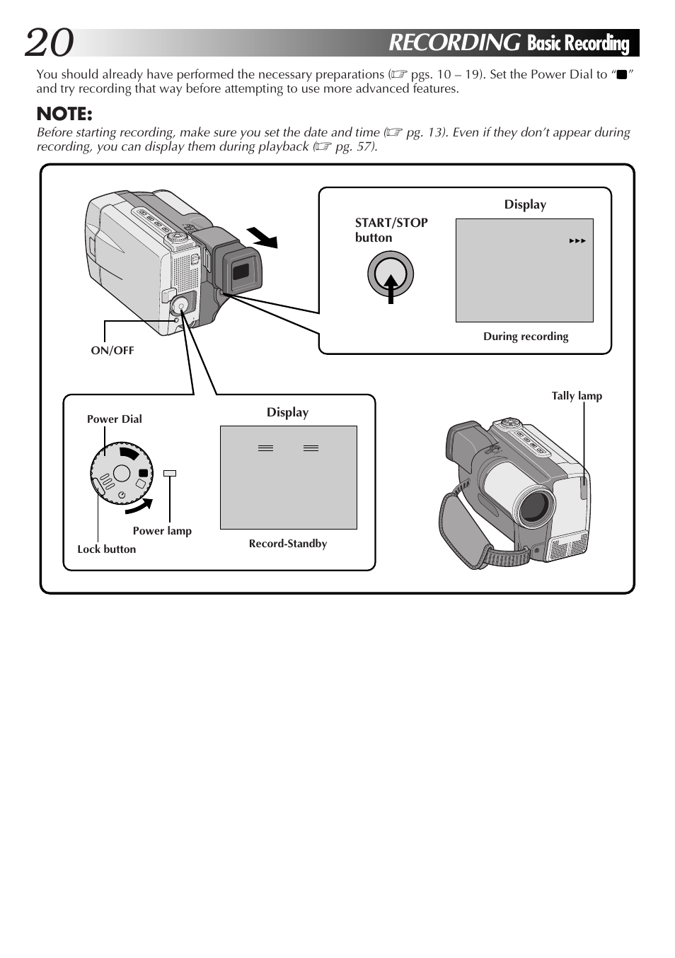 Recording, Basic recording | JVC GR-DVL9000 User Manual | Page 20 / 92