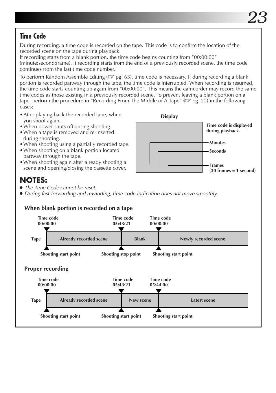 Time code | JVC GR-DVL9000 User Manual | Page 23 / 92