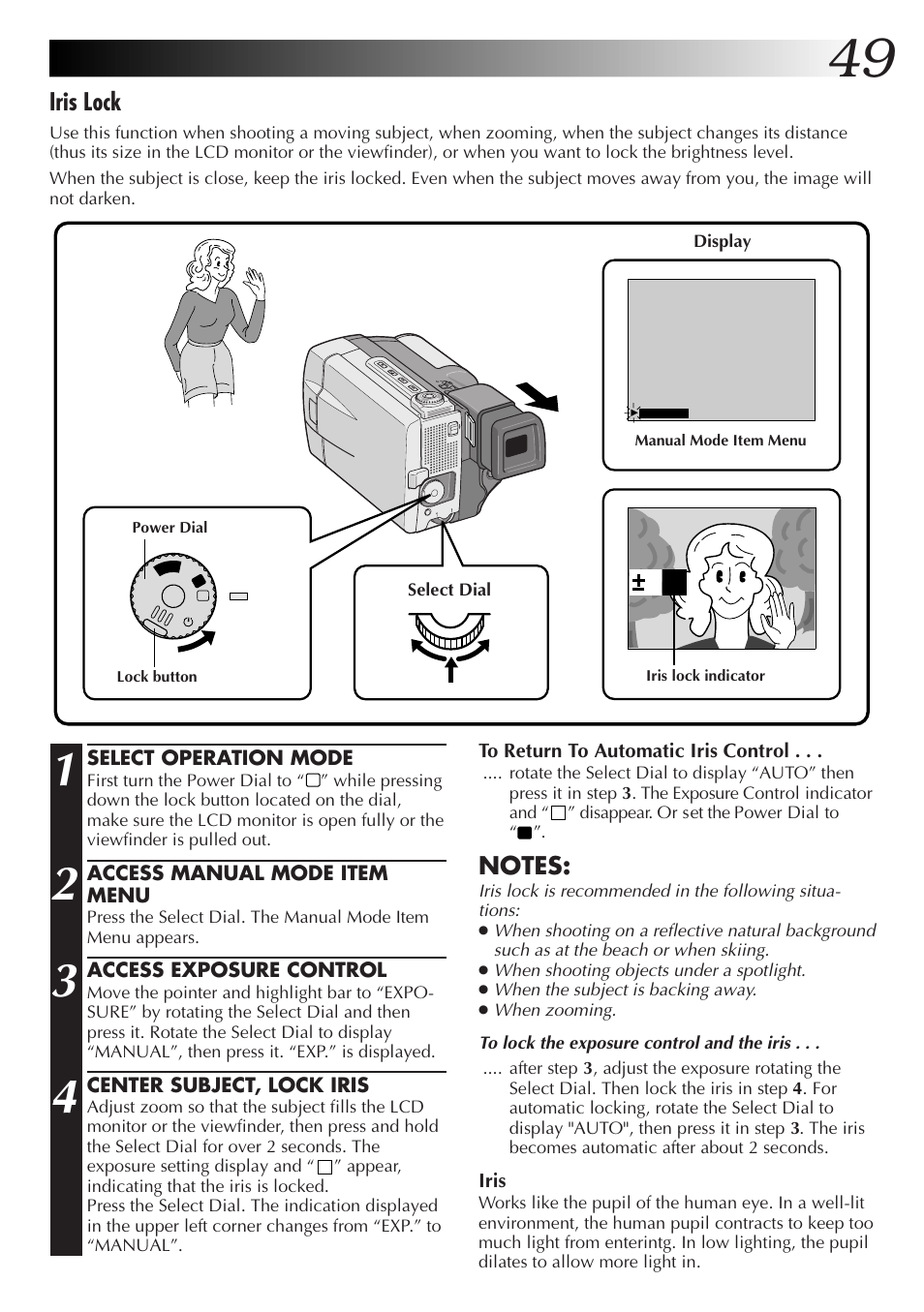 Iris lock | JVC GR-DVL9000 User Manual | Page 49 / 92