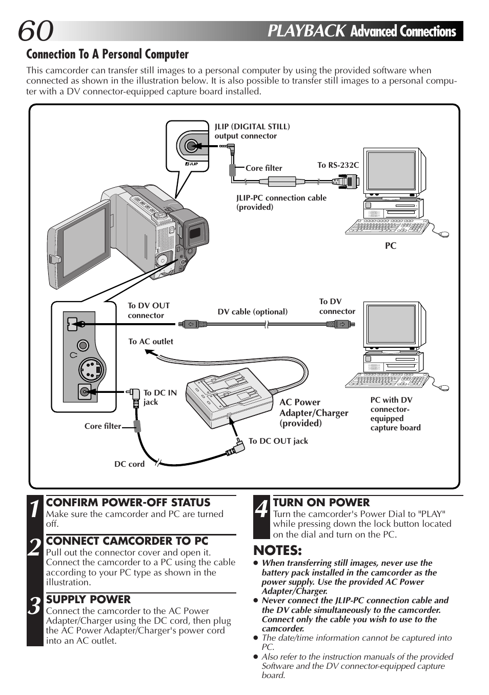 Playback, Advanced connections | JVC GR-DVL9000 User Manual | Page 60 / 92