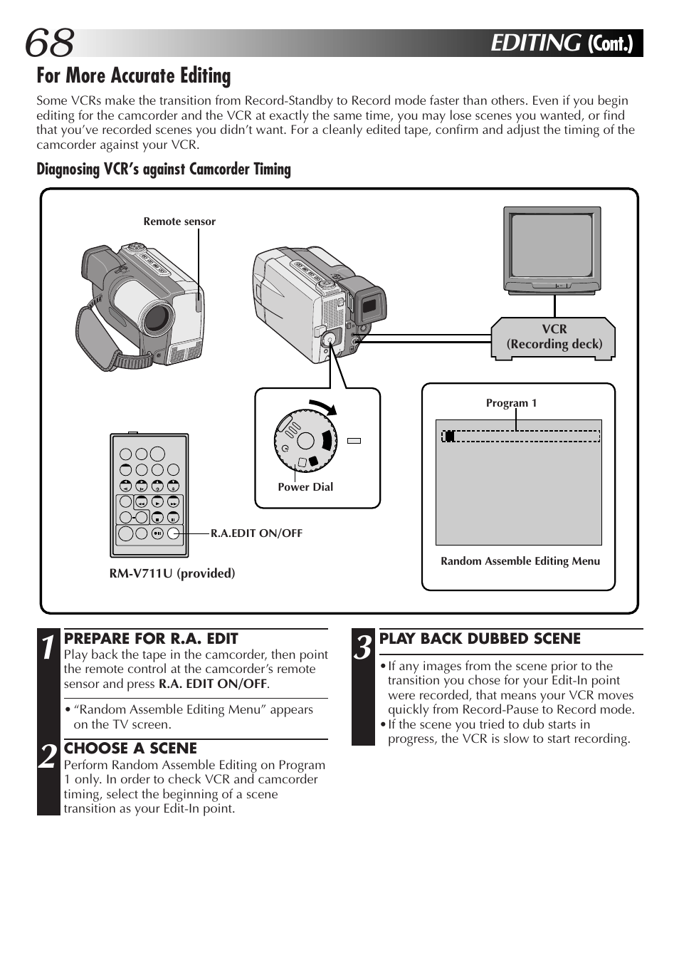 Editing, For more accurate editing, Cont.) | JVC GR-DVL9000 User Manual | Page 68 / 92