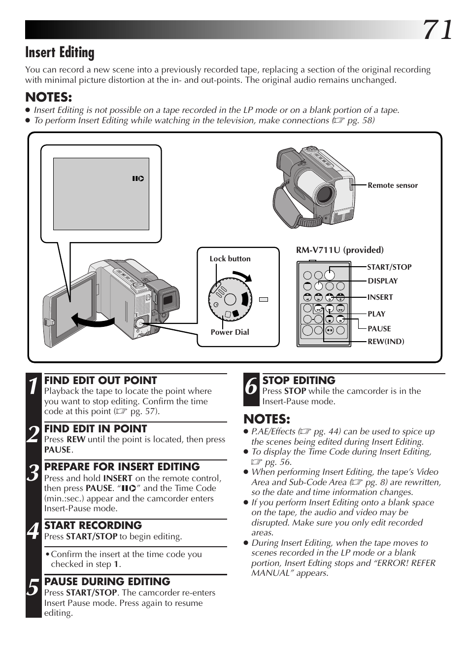 Insert editing | JVC GR-DVL9000 User Manual | Page 71 / 92