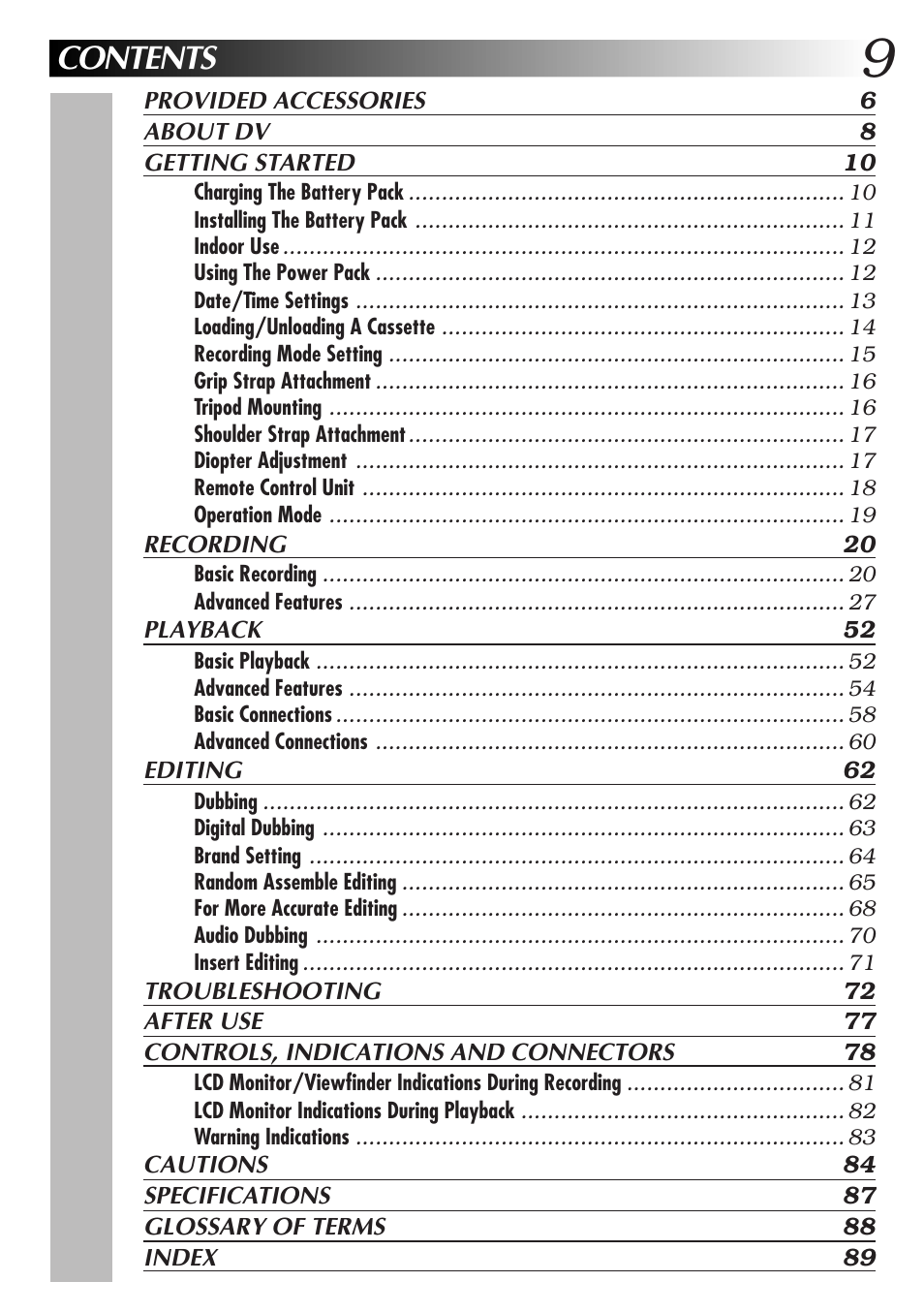 JVC GR-DVL9000 User Manual | Page 9 / 92