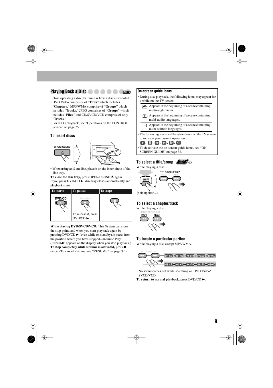 Playing back a disc | JVC CA-MXJE3 User Manual | Page 11 / 48