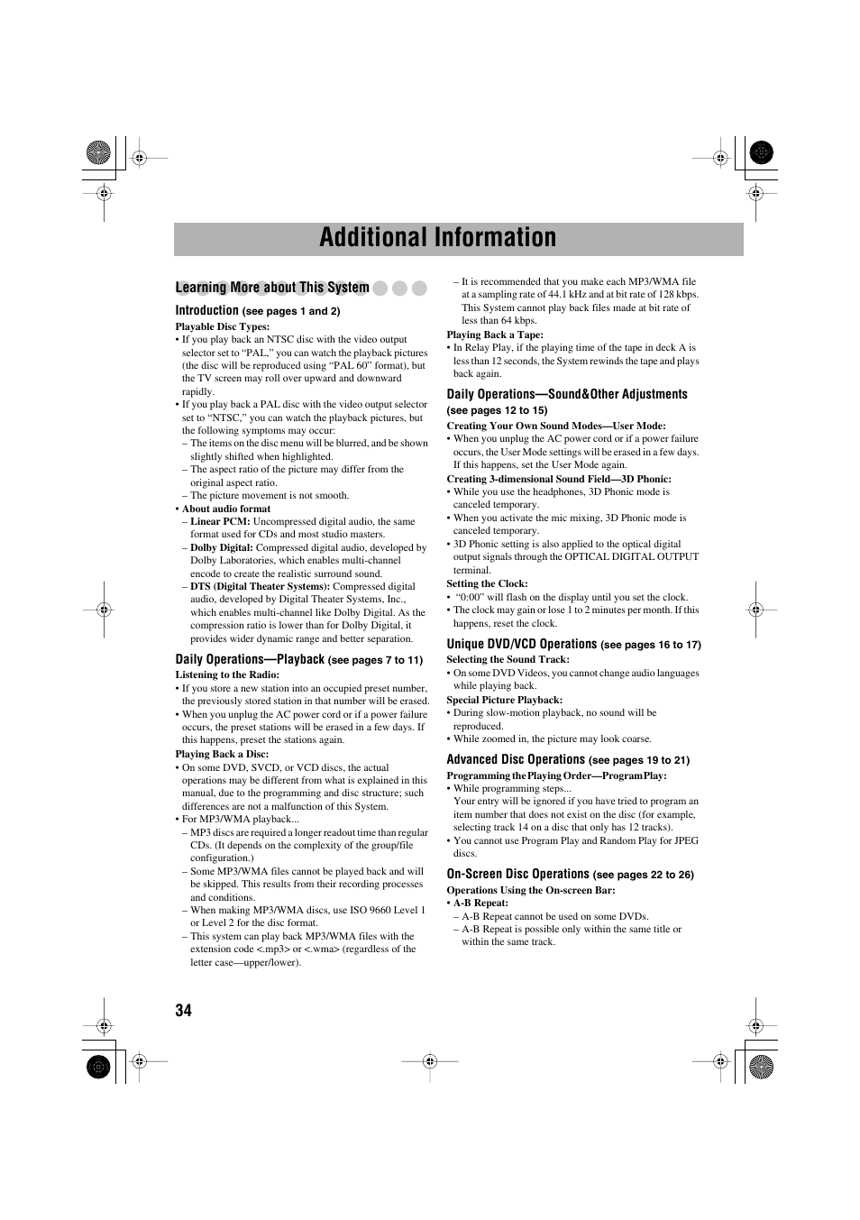 Additional information | JVC CA-MXJE3 User Manual | Page 36 / 48