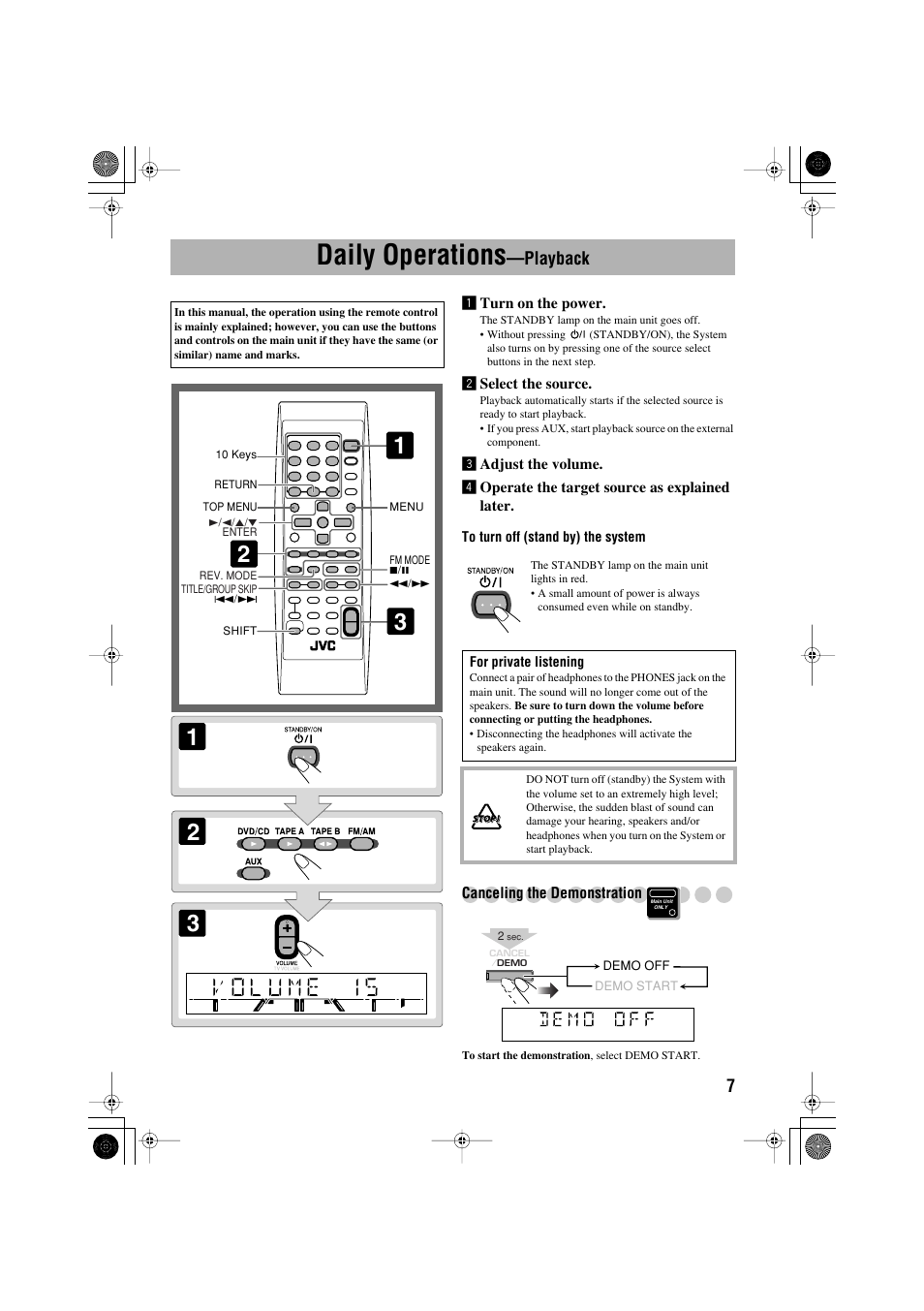 Daily operations, Playback | JVC CA-MXJE3 User Manual | Page 9 / 48