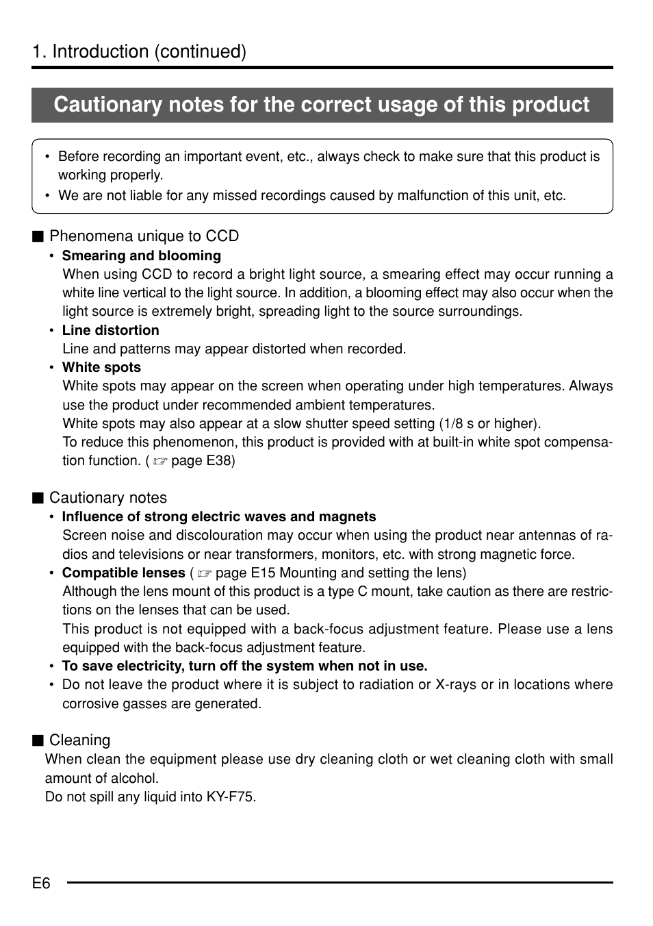 Introduction (continued) | JVC KY-F75 User Manual | Page 10 / 52